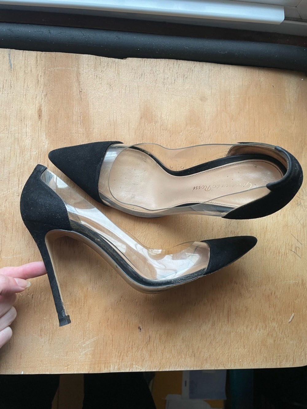 Milano Black Pointed Toe Clear Panel Stiletto Pumps